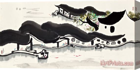 Wu Guanzhong Amusement of Fish Stretched Canvas Print / Canvas Art