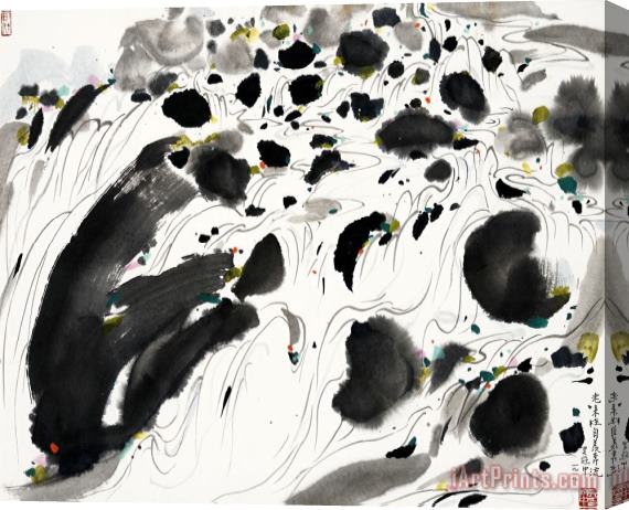 Wu Guanzhong An Old Man's Envy of a Rushing Stream Stretched Canvas Print / Canvas Art