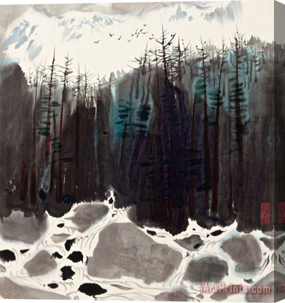 Wu Guanzhong At The Foot of Yulong Mountains Stretched Canvas Print / Canvas Art