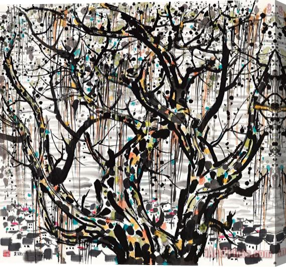 Wu Guanzhong Banyan And The Sea Stretched Canvas Painting / Canvas Art