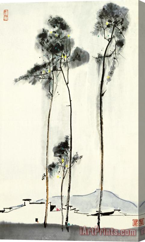 Wu Guanzhong Birch Stretched Canvas Print / Canvas Art