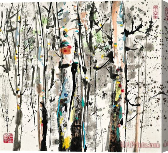 Wu Guanzhong Birch Stretched Canvas Print / Canvas Art
