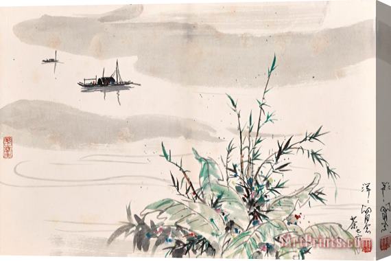 Wu Guanzhong Boating in Spring Stretched Canvas Painting / Canvas Art