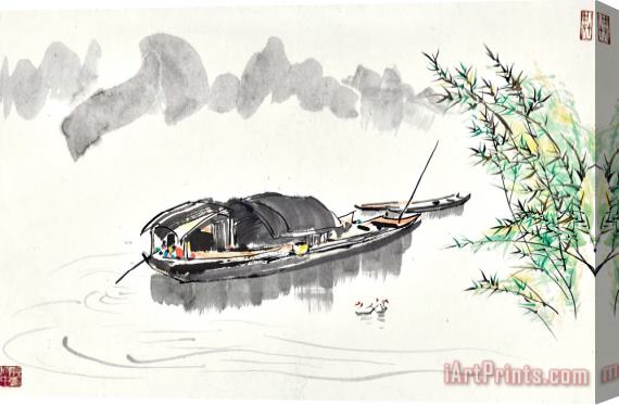 Wu Guanzhong Boats by The Shore Stretched Canvas Print / Canvas Art
