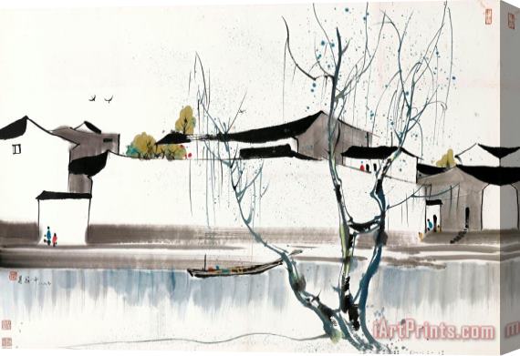 Wu Guanzhong By The Banks Stretched Canvas Print / Canvas Art