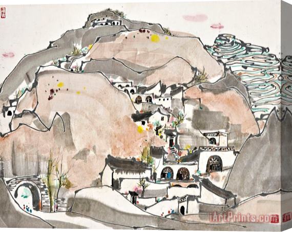 Wu Guanzhong Cave Dwellings Stretched Canvas Print / Canvas Art