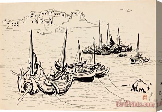 Wu Guanzhong Fishing Boats Stretched Canvas Print / Canvas Art
