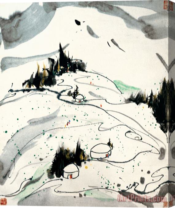 Wu Guanzhong Highland Yurts Stretched Canvas Print / Canvas Art