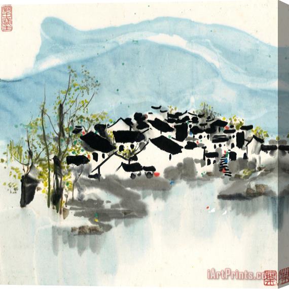 Wu Guanzhong Jiangnan River Town Stretched Canvas Print / Canvas Art