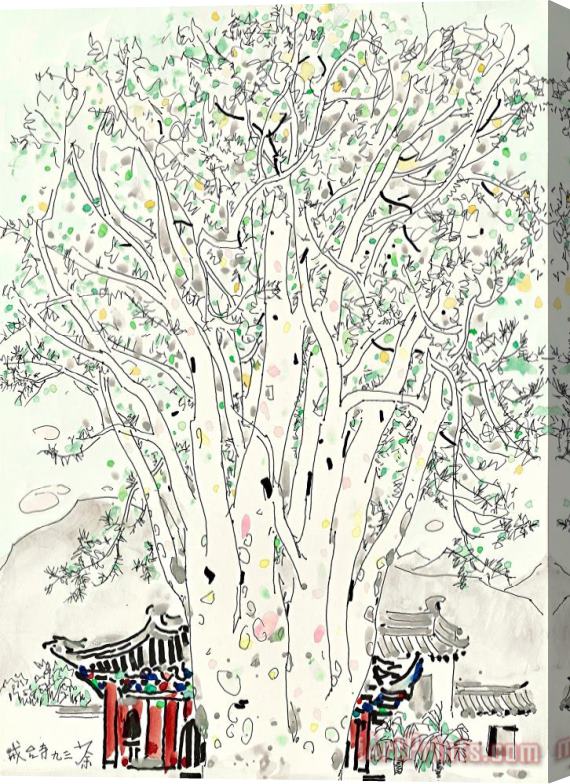 Wu Guanzhong Lacebark Pine at Jie Tai Temple, 1993 Stretched Canvas Painting / Canvas Art