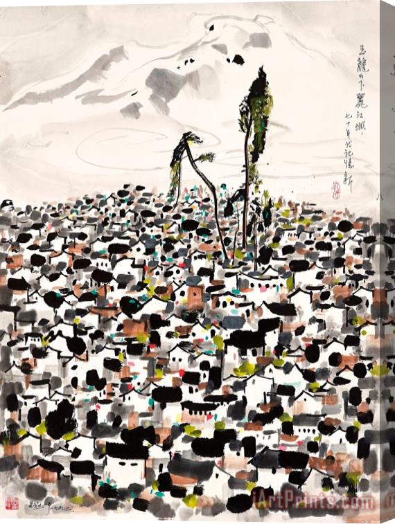 Wu Guanzhong Lijiang Town at The Foot of The Yulong Mountains Stretched Canvas Print / Canvas Art