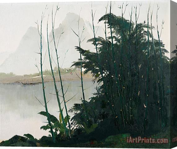 Wu Guanzhong New Bamboos Alongside The Li River Stretched Canvas Print / Canvas Art