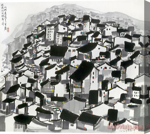 Wu Guanzhong Old City of Chongqing, 1989 Stretched Canvas Print / Canvas Art