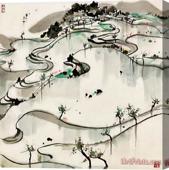 Wu Guanzhong Paddy Fields Stretched Canvas Print / Canvas Art