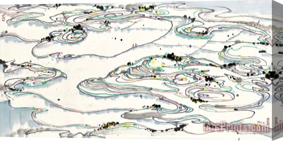 Wu Guanzhong Paddy Fields 水田, 1986 Stretched Canvas Print / Canvas Art