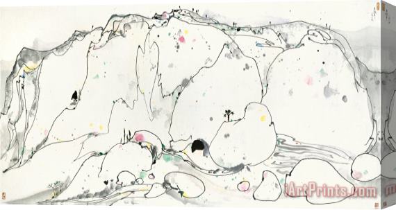 Wu Guanzhong Placid Mountain Village, 1987 Stretched Canvas Print / Canvas Art