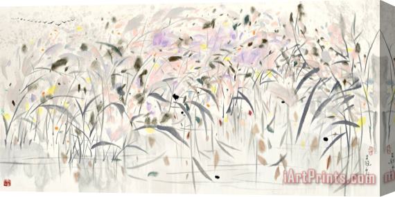 Wu Guanzhong Reed Pond, 1991 Stretched Canvas Painting / Canvas Art