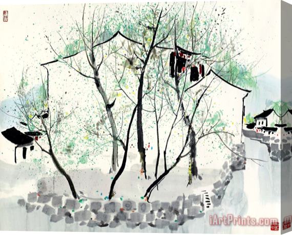 Wu Guanzhong River Town in Jiangnan Stretched Canvas Print / Canvas Art