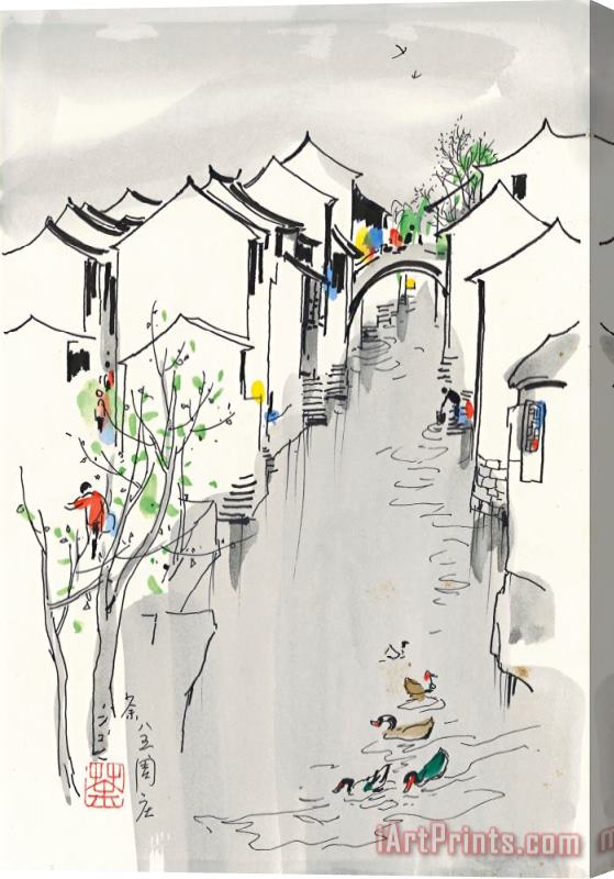 Wu Guanzhong River Town of Zhouzhuang, 1985 Stretched Canvas Print / Canvas Art