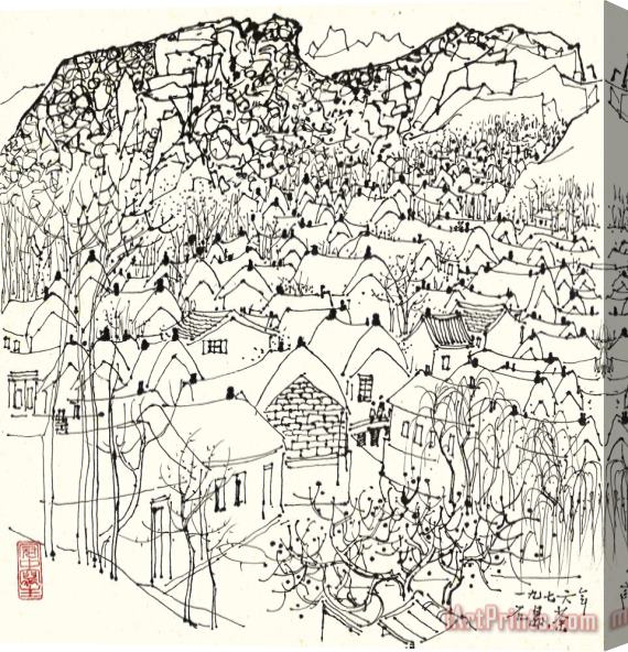 Wu Guanzhong Rural Village in Shidao, 1976 Stretched Canvas Painting / Canvas Art