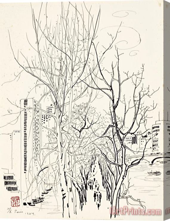 Wu Guanzhong Scenery Along The Seine 巴黎塞納河, 1989 Stretched Canvas Print / Canvas Art