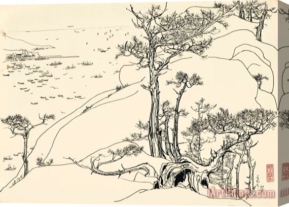 Wu Guanzhong Sketch of Lungxu Island, 1976 Stretched Canvas Print / Canvas Art
