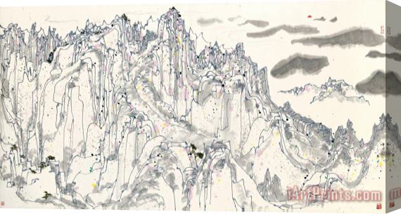 Wu Guanzhong Sunrise in Lofty Mountains Stretched Canvas Print / Canvas Art
