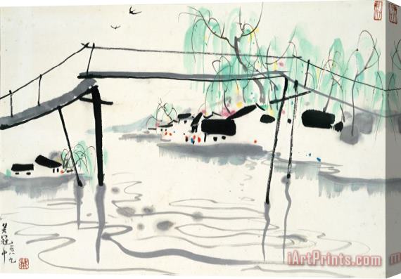 Wu Guanzhong The Bridge, 1989 Stretched Canvas Painting / Canvas Art