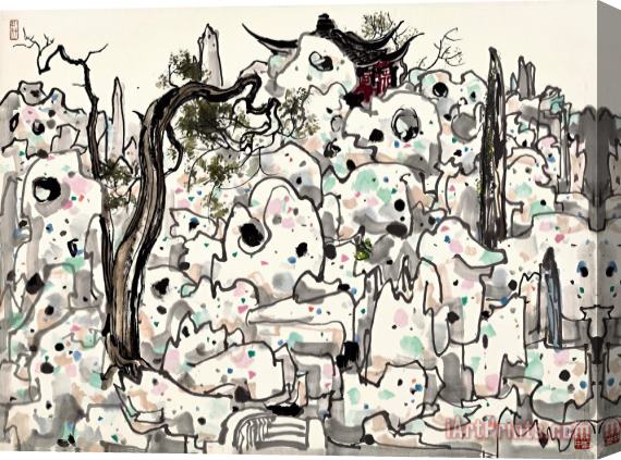 Wu Guanzhong The Lion Grove Garden 獅子林 Stretched Canvas Painting / Canvas Art
