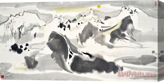 Wu Guanzhong The Yulong Mountains in The Moonlight Stretched Canvas Print / Canvas Art