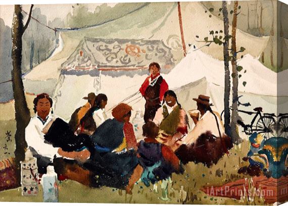 Wu Guanzhong Tibetan Festival Stretched Canvas Print / Canvas Art