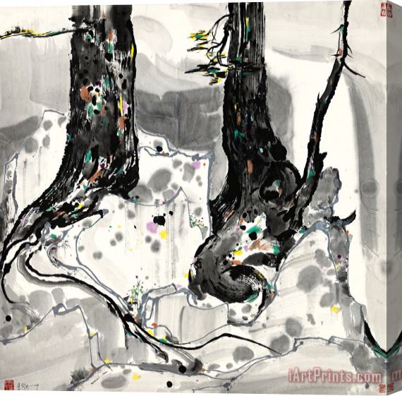 Wu Guanzhong Tree Roots Stretched Canvas Painting / Canvas Art