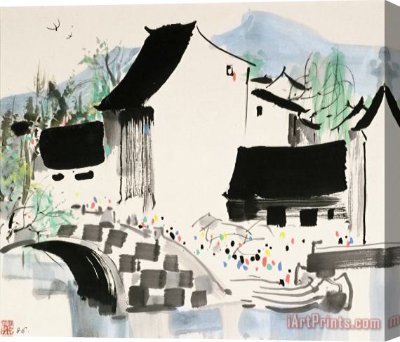 Wu Guanzhong Water Village, 1986 Stretched Canvas Painting / Canvas Art