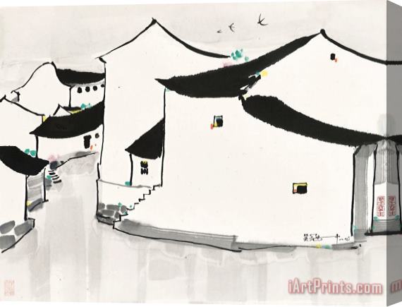 Wu Guanzhong Water Village in Jiangnan Stretched Canvas Print / Canvas Art