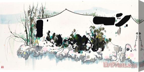 Wu Guanzhong Water Village Stretched Canvas Painting / Canvas Art
