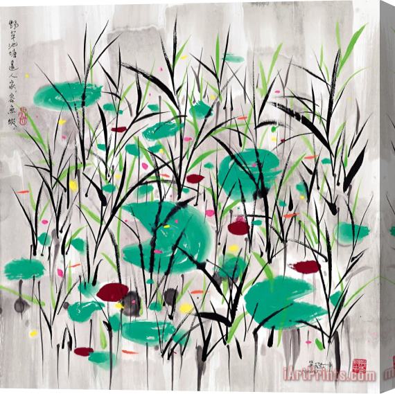 Wu Guanzhong Weeds in a Pond Stretched Canvas Painting / Canvas Art