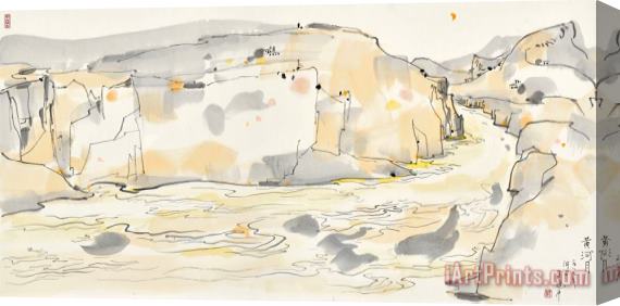 Wu Guanzhong Yellow River Under Moonlight Stretched Canvas Print / Canvas Art