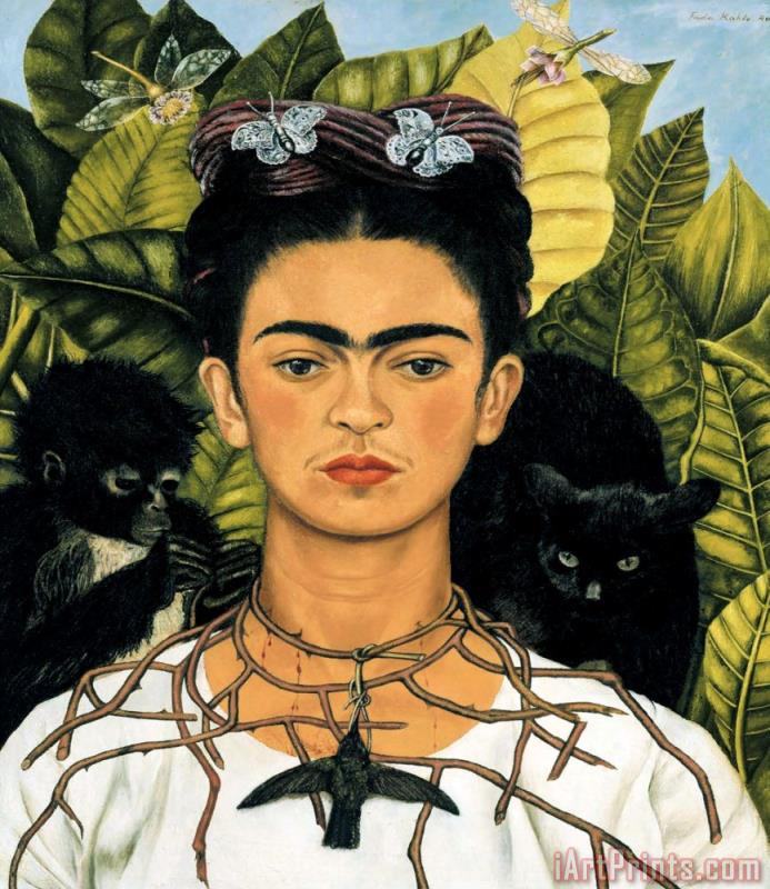 Frida Kahlo Self Portrait with Necklace of Thorns 1940 ...